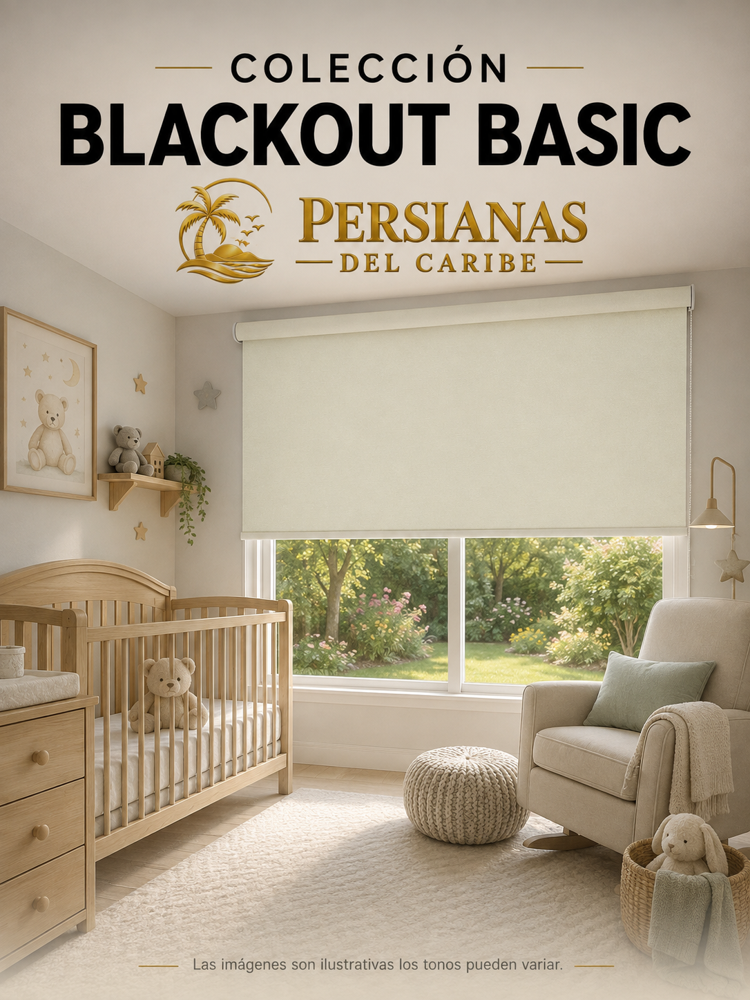 Persiana Blackout Basic en cuarto de bebé – Persianas del Caribe